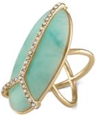 Rachel Rachel Roy Gold-tone Pave & Blue Stone Peace Sign Ring