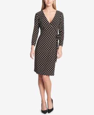 Tommy Hilfiger Printed Faux-wrap Surplice Dress