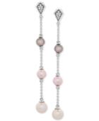 Cultured Freshwater Pearl (6, 7 & 8mm) & Diamond Accent Drop Earrings In Sterling Silver