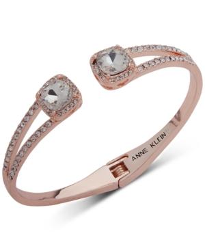 Anne Klein Crystal & Pave Hinged Bangle Bracelet, Created For Macy's