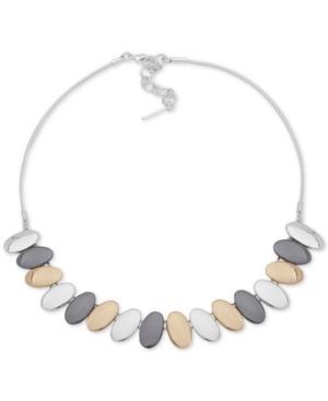 Nine West Tri-tone Oval Disc Collar Necklace, 16 + 2 Extender