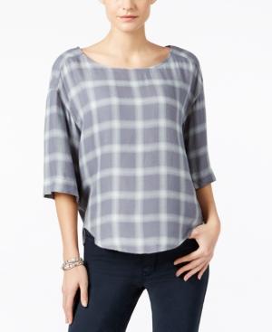 Calvin Klein Jeans High-low Plaid Top