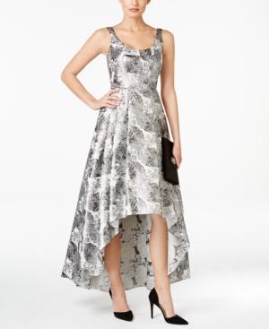 Betsy & Adam Brocade Floral-print High-low Gown