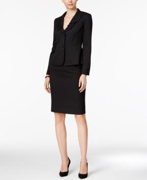 Le Suit Ruffle-collar Jacquard Skirt Suit