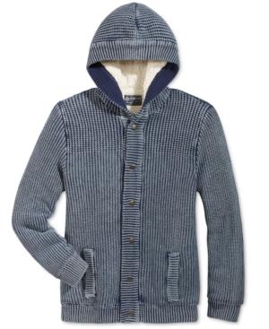 American Rag Men's Chunky-knit Hooded Cardigan With Faux-sherpa Lining, Only At Macy's