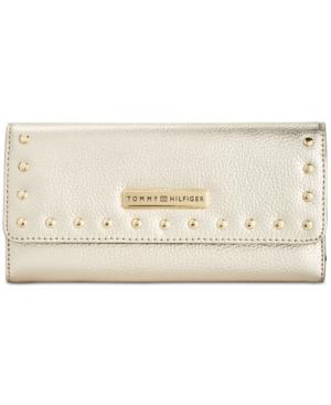Tommy Hilfiger Studded Pebble Leather Large Flap Wallet