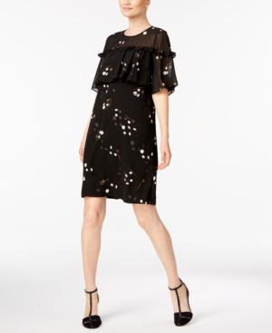 Alfani Printed Ruffled Cape Dress, Created For Macy's