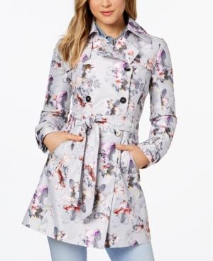 Guess Floral-print Belted Trench Coat