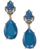 Inc International Concepts Gold-tone Blue Stone Teardrop Earrings, Only At Macy's