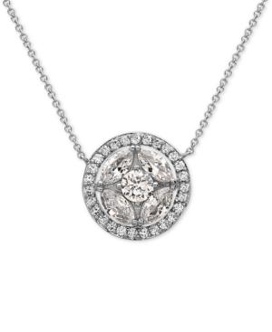 Nina Silver-tone Haloed Cubic Zirconia Pendant Necklace
