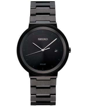 Seiko Men's Solar Essentials Black Stainless Steel Bracelet Watch 40mm