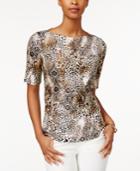 Charter Club Animal-print Elbow-sleeve Top, Only At Macy's