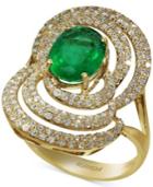 Brasilica By Effy Emerald (1-1/2 Ct. T.w.) And Diamond (3/4 Ct. T.w.) Swirl Ring In 14k Gold