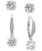 Giani Bernini Crystal Drop And Stud Earring Set In Sterling Silver