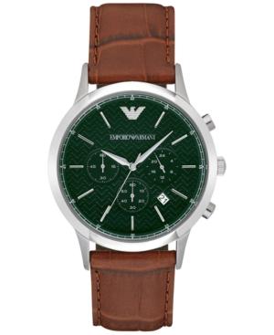 Emporio Armani Men's Chronograph Renato Light Brown Leather Strap Watch 43mm Ar2493