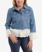 Ny Collection Cotton Eyelet-trim Denim Jacket