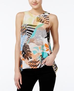 Bar Iii Printed Lace-up Top, Only At Macy's
