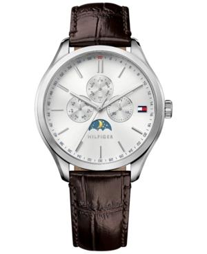 Tommy Hilfiger Men's Sport Lux Brown Embossed Leather Strap Watch 42mm 1791304