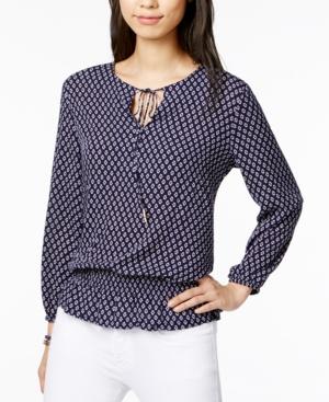 Tommy Hilfiger Champagne Printed Peasant Top, Only At Macy's