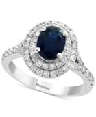 Effy Sapphire (1-3/8 Ct. T.w.) & Diamond (3/4 Ct. T.w.) Halo Ring In 14k White Gold