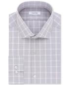 Calvin Klein Men's Steel Slim-fit Non-iron Performance Pink And Gray Check Dress Shirt