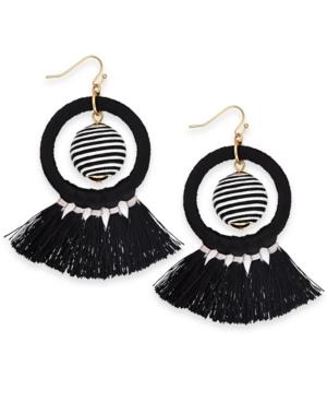 I.n.c. Gold-tone Wrapped Ball & Tassel Drop Hoop Earrings, Created For Macy's