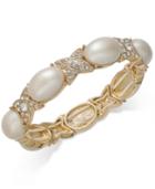 Charter Club Gold-tone Pave & Imitation Pearl Stretch Bracelet, Only At Macy's