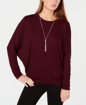 Bcx Juniors' Necklace-embellished Dolman-sleeve Top