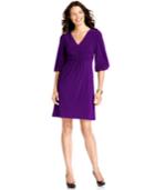 Ny Collection Petite Dress, Three-quarter-sleeve Ruched Empire-waist