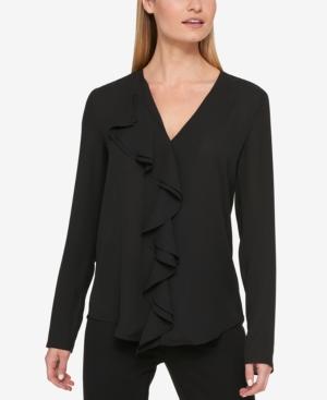 Dkny Ruffled V-neck Blouse