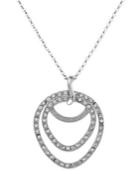 Sis By Simone I Smith Platinum Over Sterling Silver Necklace, Crystal Double Teardrop Pendant
