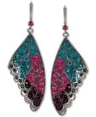 Betsey Johnson Hematite-tone Colored Pave Butterfly Wing Drop Earrings