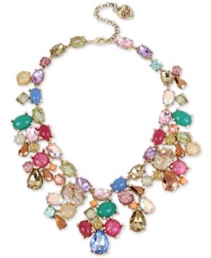 Betsey Johnson Gold-tone Multicolor Stone And Crystal Statement Necklace