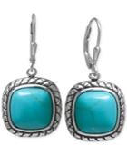 Manufactured Turquoise Square Drop Earrings In Sterling Silver (3 Ct. T.w.)