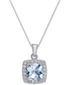 Aquamarine (2 Ct. T.w.) & Diamond (1/3 Ct. T.w.) Pendant Necklace In 14k White Gold
