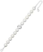 Swarovski Silver-tone Glass Pearl And Crystal Flex Bracelet