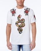 Reason Men's Snakes & Roses Cotton White Applique T-shirt