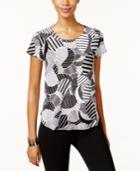 Alfani Petite Printed Shirttail Top, Only At Macy's