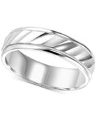 Satin & Polished Milgrain Wedding Band In 14k White Gold