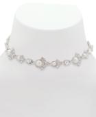 Givenchy Silver-tone Crystal & Imitation Pearl Choker Necklace