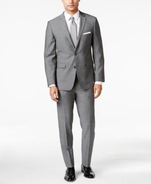 Vince Camuto Men's Grey Herringbone Slim Fit Suit