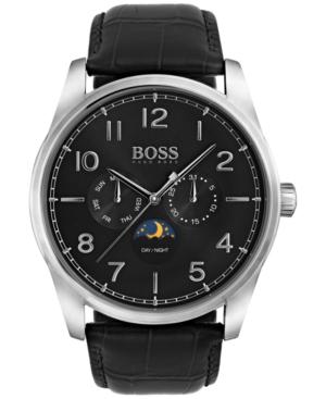 Boss Hugo Boss Men's Heritage Black Leather Strap Watch 43mm 1513467