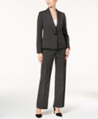 Le Suit Micro-stripe Shawl-collar Pantsuit