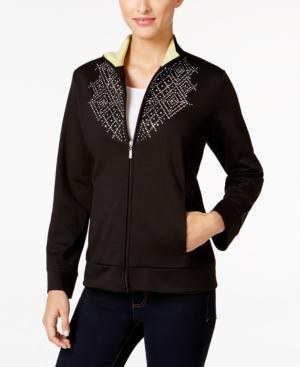 Alfred Dunner Petite Casual Friday Rhinestone Jacket