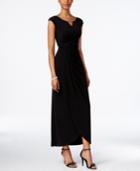 Connected Petite Embellished Faux-wrap Gown