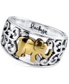 Lucky Elephant Ring In Sterling Silver And Gold-flashed Sterling Silver