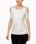 Calvin Klein Cold-shoulder Metallic Top