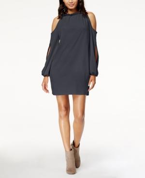Kensie Faux-suede Cold-shoulder Shift Dress