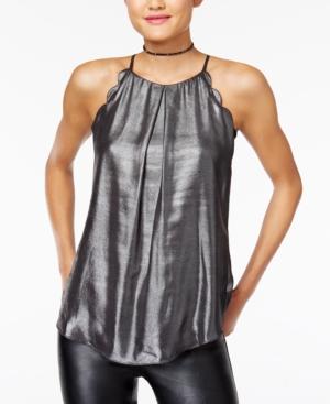 Bcx Juniors' Sleeveless Scalloped Metallic Top