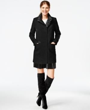 Vince Camuto Faux-leather-trim Walker Coat